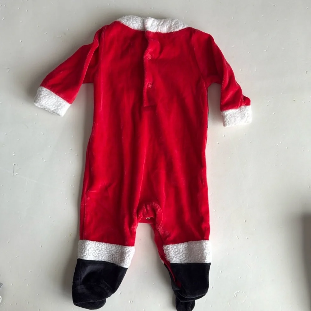 Carters Santa One Piece Zip Up Footed PJs 3 Months